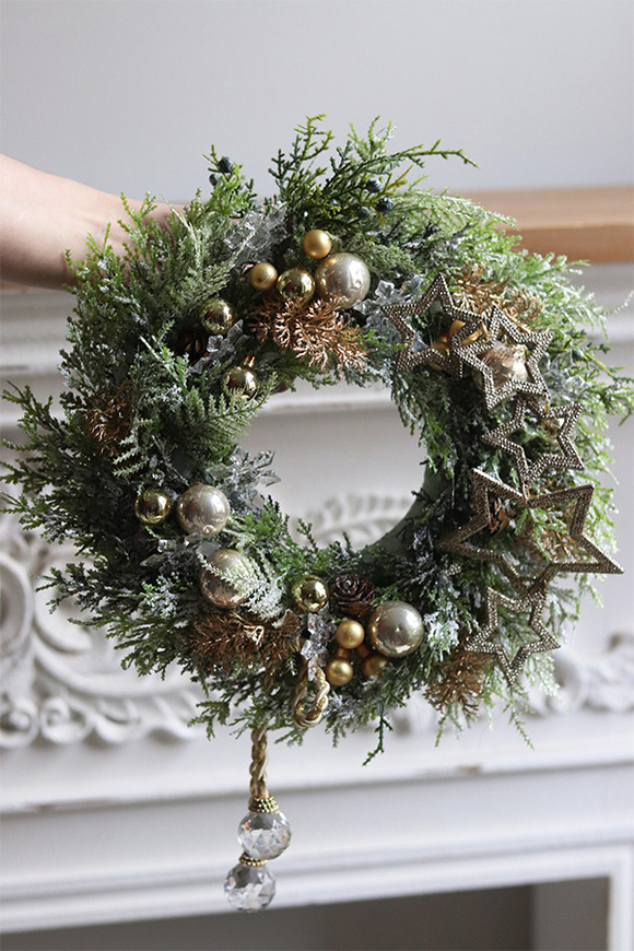 Złota Mleczna Droga, świąteczny asymetryczny wianek