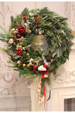 Goldira Christmas, świąteczny wianek na drzwi, śr.38cm