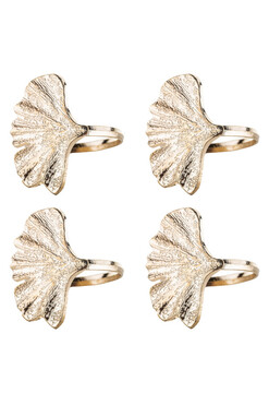 Ginko, obrączki na serwetki, miłorząb, złote kpl.4szt