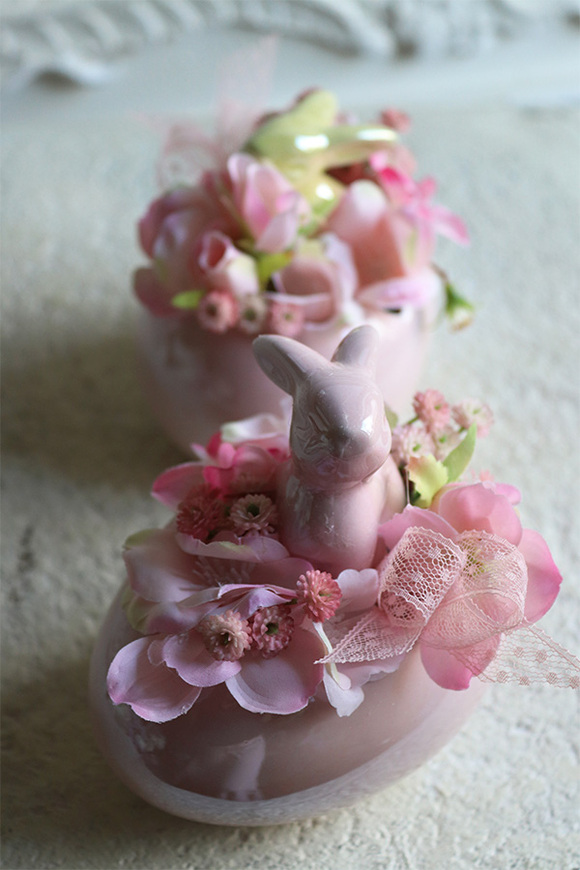 Zajączki Pink, stroik wielkanocny