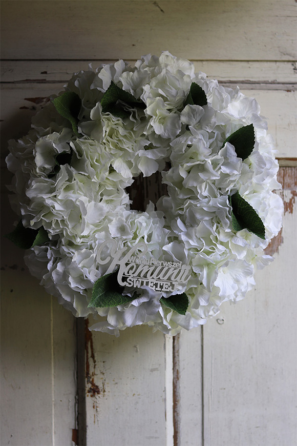 Biella Hydrangea, wianek z białych hortensji, śr.30cm 