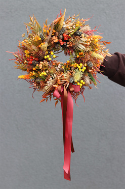 Jesień w Górach 2, jesienny wianek na drzwi, śr.32cm