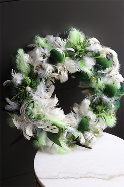 Wielkanoc w domu, wiosenny wianek dekoracyjny, rozp.43cm 