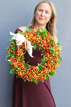Jesień u Magdaleny Knitter 3, dekoracyjny wianek / stroik, śr.40cm 