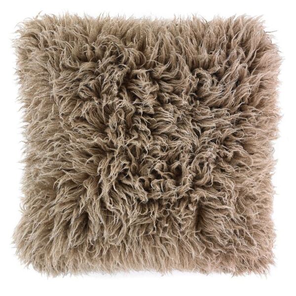 Fluffy Alpaka, poduszka dekoracyjna z futerkiem, beżowa, wym.50x50cm 