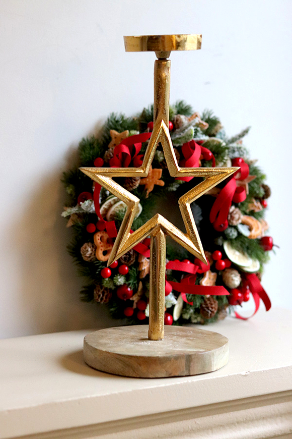 Xmas Gold, świąteczny świecznik złoty z gwiazdką