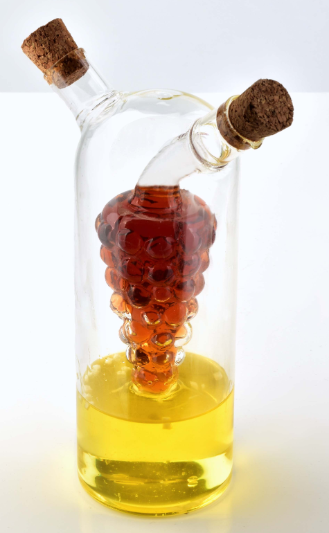 Glass Olive&Vinegar, przezroczysta butelka 2w1 na oliwę/ocet, wym.6x16cm