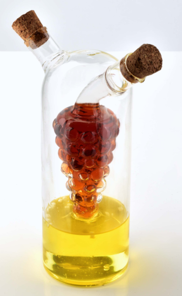 Glass Olive&Vinegar, przezroczysta butelka 2w1 na oliwę/ocet, wym.6x16cm