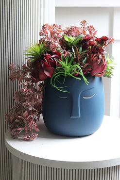 Persona Blue, sukulenty w głowie kompozycja, wys.30cm 