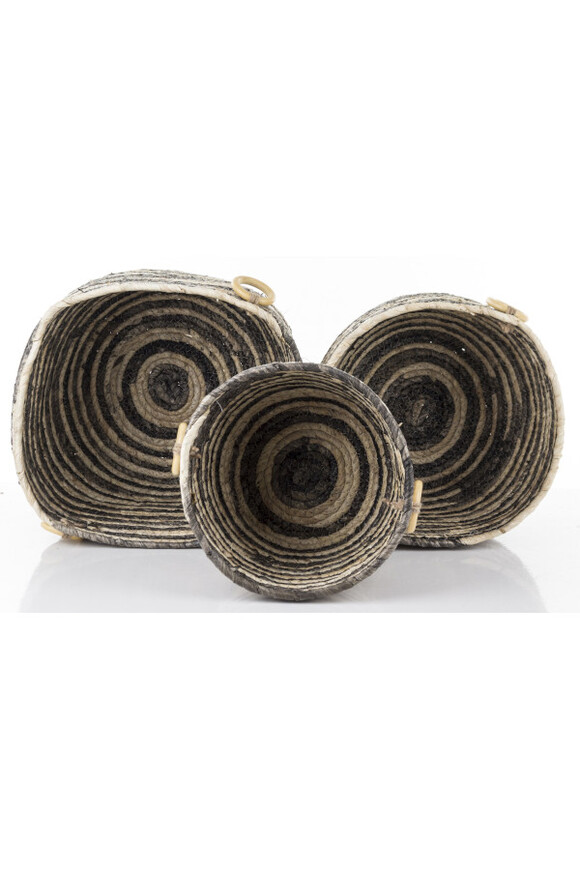 Boho Stripes, kosz pleciony z liści kukurydzy