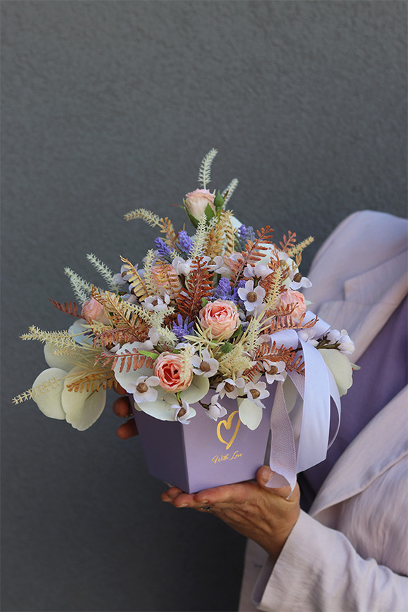 Orfitta With Love A, welurowy flowerbox boho z suszem