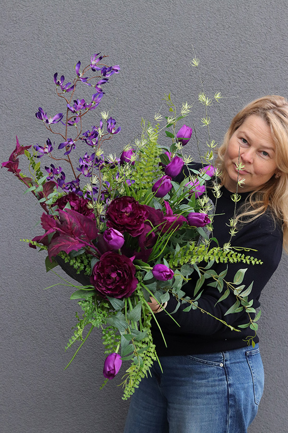 Purple Flowers, komplet dekoracji nagrobnych