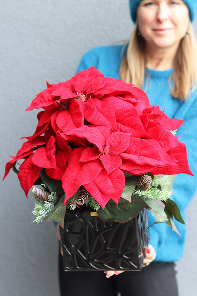 Gwiazda Betlejemska Black Modern, wysokiej jakości sztuczna roślina