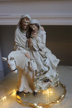 Szopka z Osiołkiem, bożonarodzeniowa figurka, wys.21.9cm