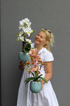 Turkusia, gumowy storczyk w ozdobnej donicy, wys.50cm