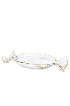 Sugar Gold A, szklana patera dekoracyjna cukierek, wym.4x34x15cm