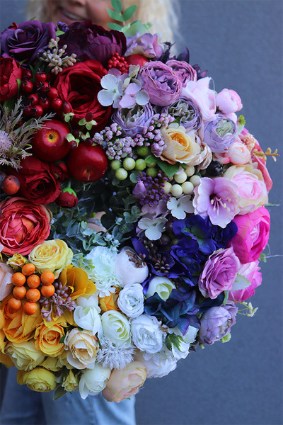 bogaty tęczowy wianek, Kolory Świata 2, śr.48cm