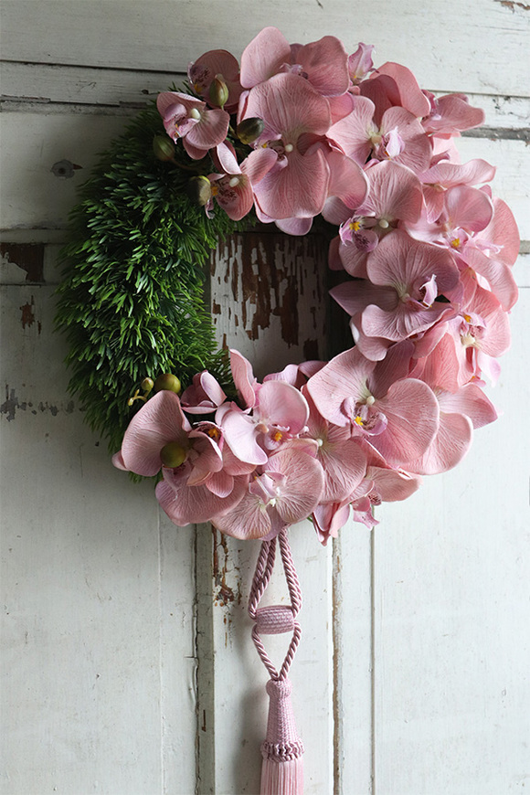 asymetryczny wianek z chwostem, Orchidelia Pudrova, śr.42cm
