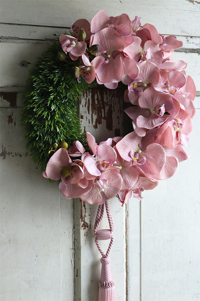 asymetryczny wianek z chwostem, Orchidelia Pudrova, śr.42cm