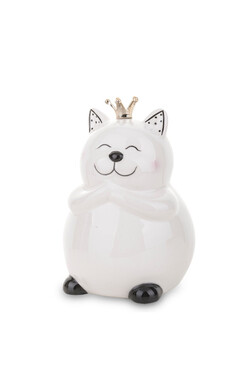 skarbonka ceramiczna Kot w Koronie, wym.14x10x10cm