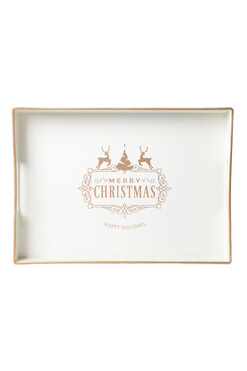 OD RĘKI Merry Christmas Gold, dekoracyjna taca świąteczna, wym.39.5x25.7cm