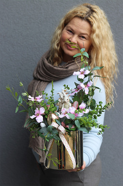 Figaro Easter, stroik wielkanocny z zajączkami, wys.50cm 