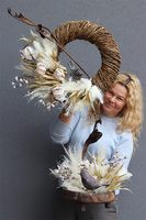 Benicjana, boho wiosenny stroik z ptaszkiem