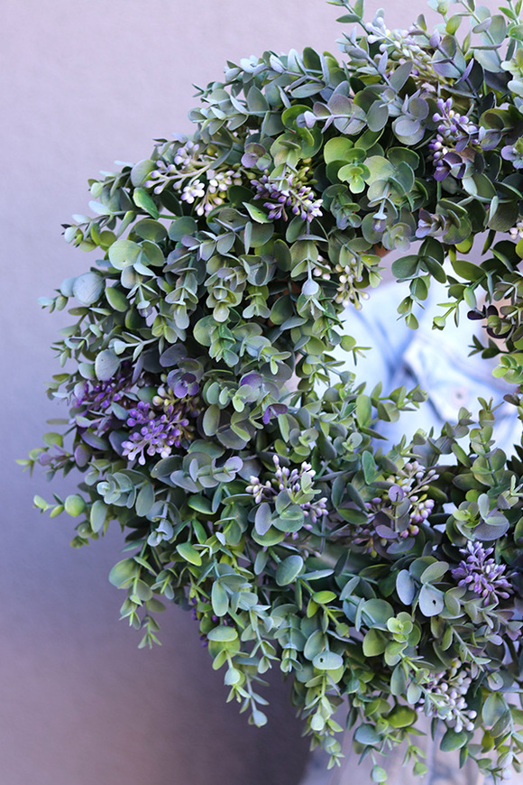  Zielone Liście C, wysokiej jakości sztuczny wianek na drzwi, śr.42cm