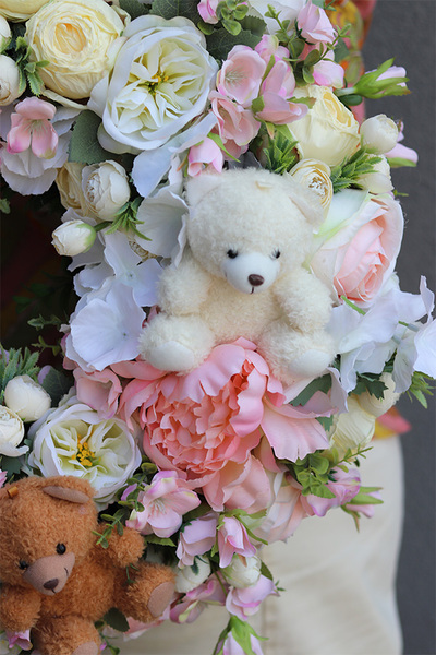 Baby Shower Teddy, uroczy wianek na drzwi z misiami