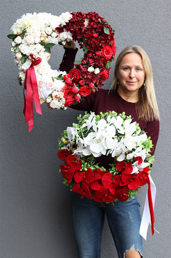 Polonia Orchidea, wianek patriotyczny stroik, śr.42cm