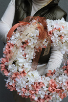 Hortensja Beige&White, romantyczny wianek na drzwi