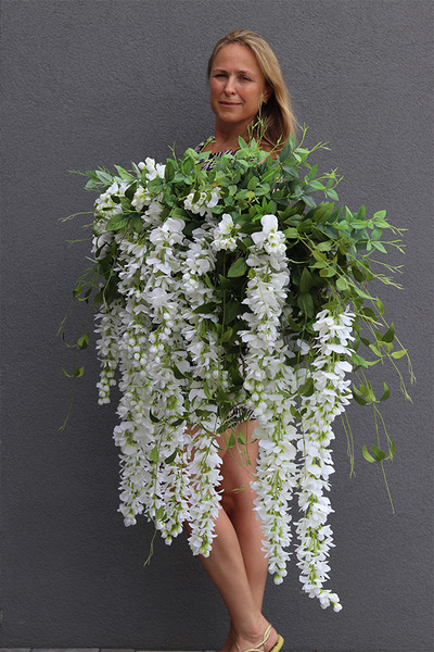 elegancka girlanda z białymi kwiatami, Wisterianna New