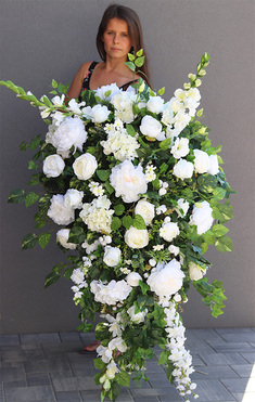 bardzo duża wiązanka nagrobna, Netra White, dł.119cm 