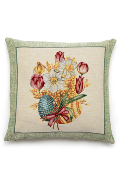 Żonkile&Pisanki, wielkanocna poszewka gobelinowa dwustronna, 45x45cm