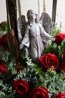 Angelo Garden Red, kompozycja nagrobna ze miedzianym lampionem, wys.90cm