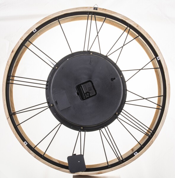 duży drewniany zegar ścienny, Boho Steam, śr.65cm 