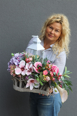 Amalanti, kompozycja nagrobna serce z latarenką, dł.60cm 