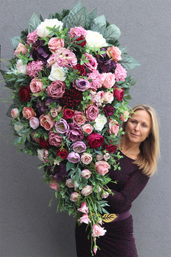 wiązanka nagrobna Fioletowe Myśli, dł.115cm