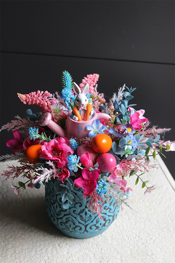 Turkusowa Wiosna, stroik wielkanocny z zajączkiem