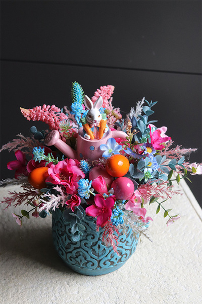 Turkusowa Wiosna, stroik wielkanocny z zajączkiem