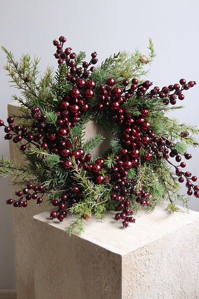Burgundia, świąteczny wianek dekoracyjny