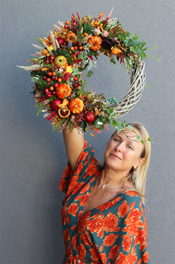 Jesienny Zachwyt, jesienny wianek z owocami, rozp.50cm