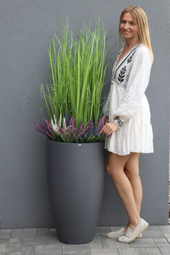 Green Heather Fiberglass, trawa i wrzosy w donicy, wys.170cm 