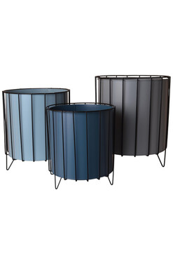 Pacific Stripes, metalowa osłonka w stojaku kwietnik, kpl.3szt