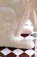 Zając Beżowy, figurka wielkanocna zajączek na podstawie, wys.48cm