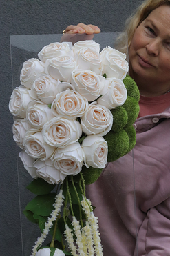 Clear Design Roses Ecru, dekoracja nagrobna na płycie, wym.70x25cm 