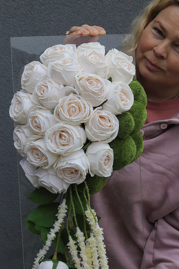 Clear Design Roses Ecru, dekoracja nagrobna na płycie