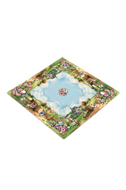 Zajęcza Rodzinka, wielkanocny obrus gobelinowy serweta, 98x98cm 