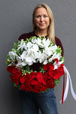 Polonia Orchidea, wianek patriotyczny stroik, śr.42cm