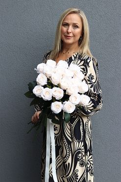 Roses, bukiet róż, kremowe, 21szt, dł.70cm 